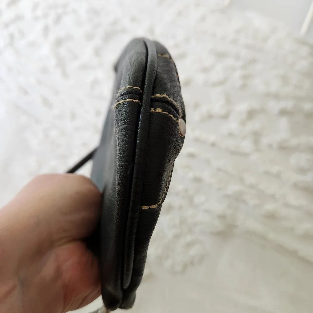 Black Zipper Top Wristlet.  Great size.  Zipper pocket on front. 8.5 x 5.5